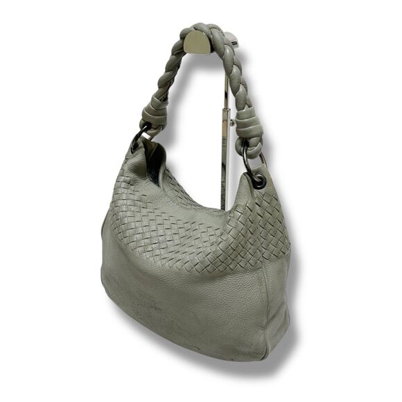 Bottega Veneta One Shoulder Bag Intrecciato Leather Light Gray Braided - Picture 3 of 13